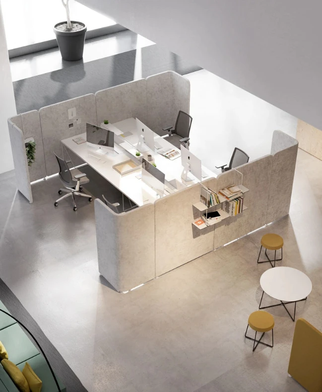 Bureau minimaliste design Lets Work Separateurs acoustiques LETS Bureau minimaliste design Let's Work Séparateurs acoustiques LETS