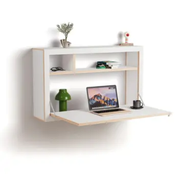 Bureau mural rabattable boite 1 étagère 80x50x20 cm