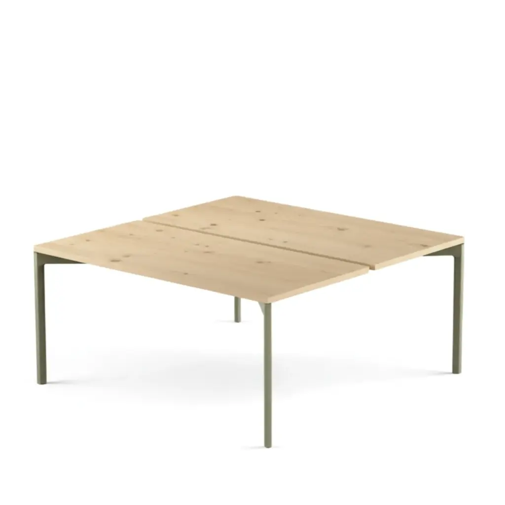 Hexa Bench bois et aluminium Vert olive