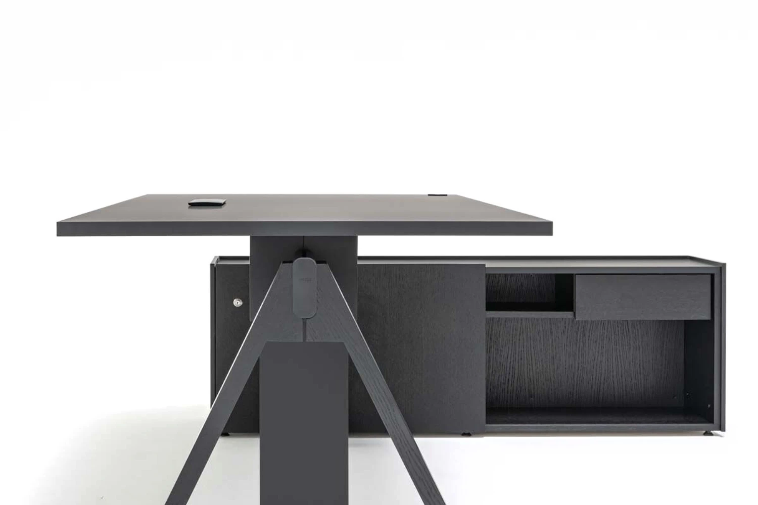 Bureau architecte assis debout électrique Aura Détails noir 1 avec rangement