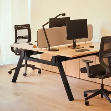 Bureau bench architecte en bois Aura avec rangement ambiance