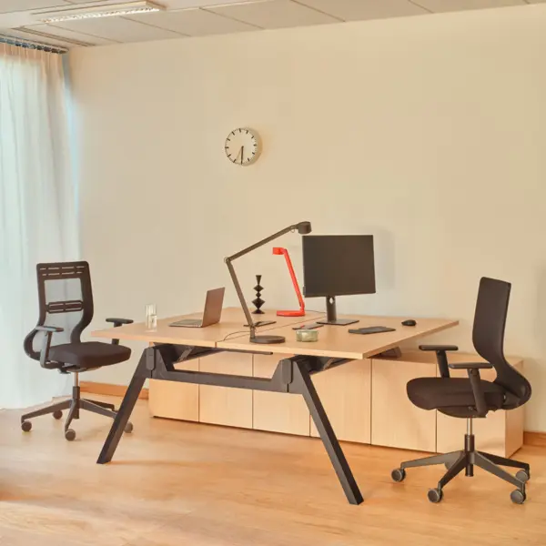 Bureau bench architecte en bois Aura avec rangements