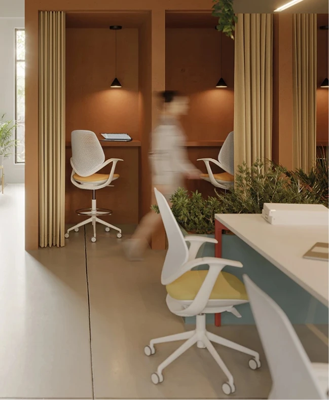 Chaise de bureau blanche Flow Illustration Coworking