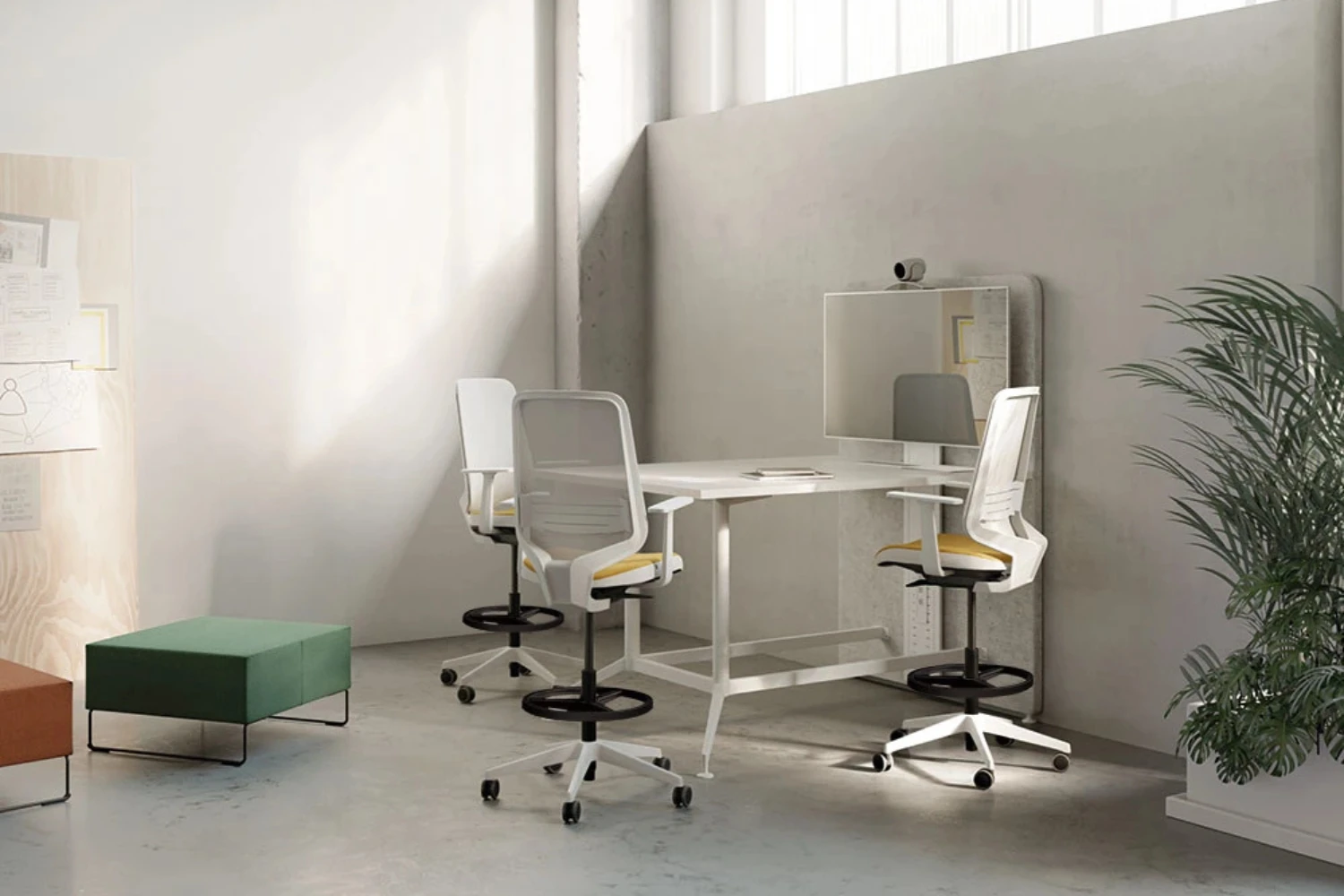 Chaise de bureau professionnel Dot Pro blanc assise haute ambiance