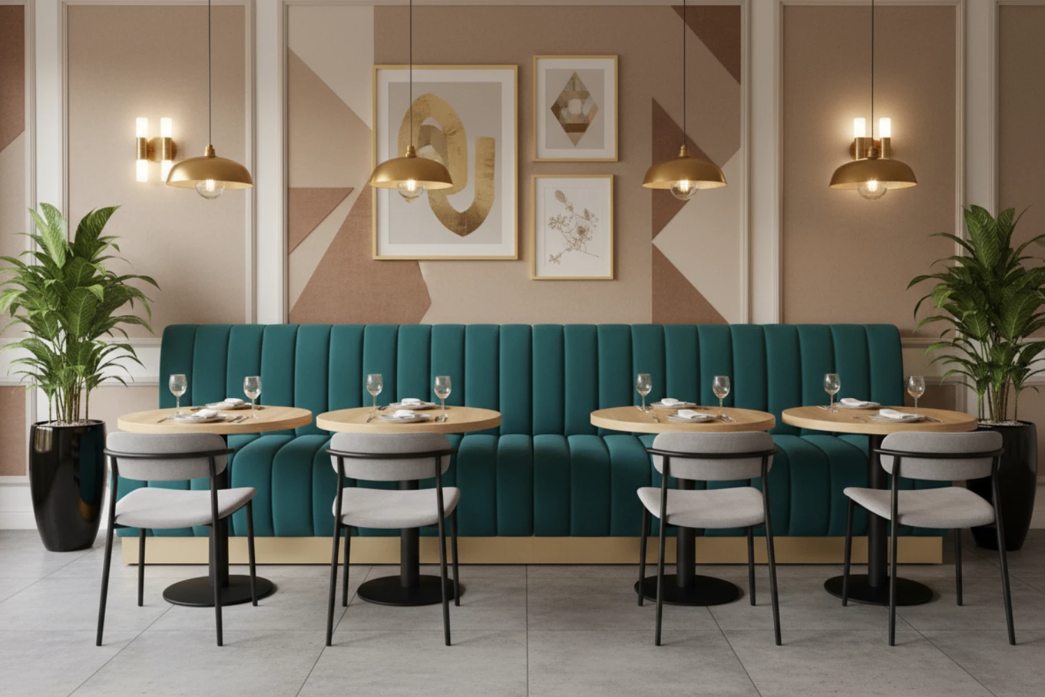 Banquette modulable en velours plainte bleu canard