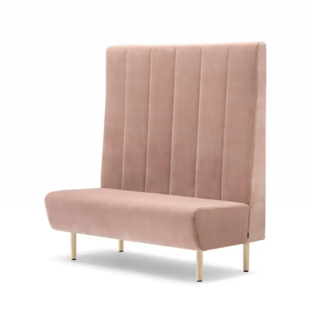 Banquette modulable en velours rose dossier haut 3_4