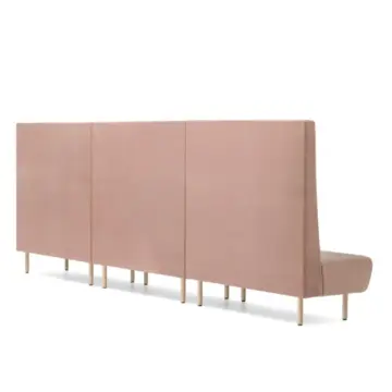 Banquette modulable en velours rose dossier haut dos