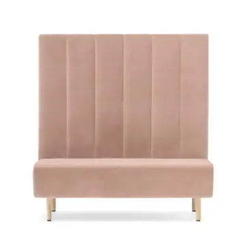 Banquette modulable en velours rose dossier haut face