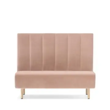 Banquette modulable en velours rose dossier moyen face