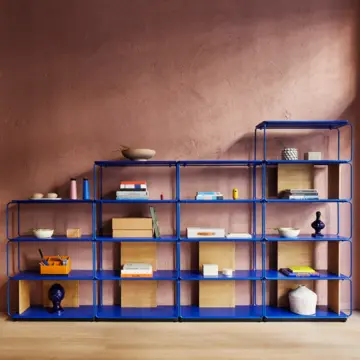 Bibliothèque modulaire design minimaliste Libro ambiance bleu