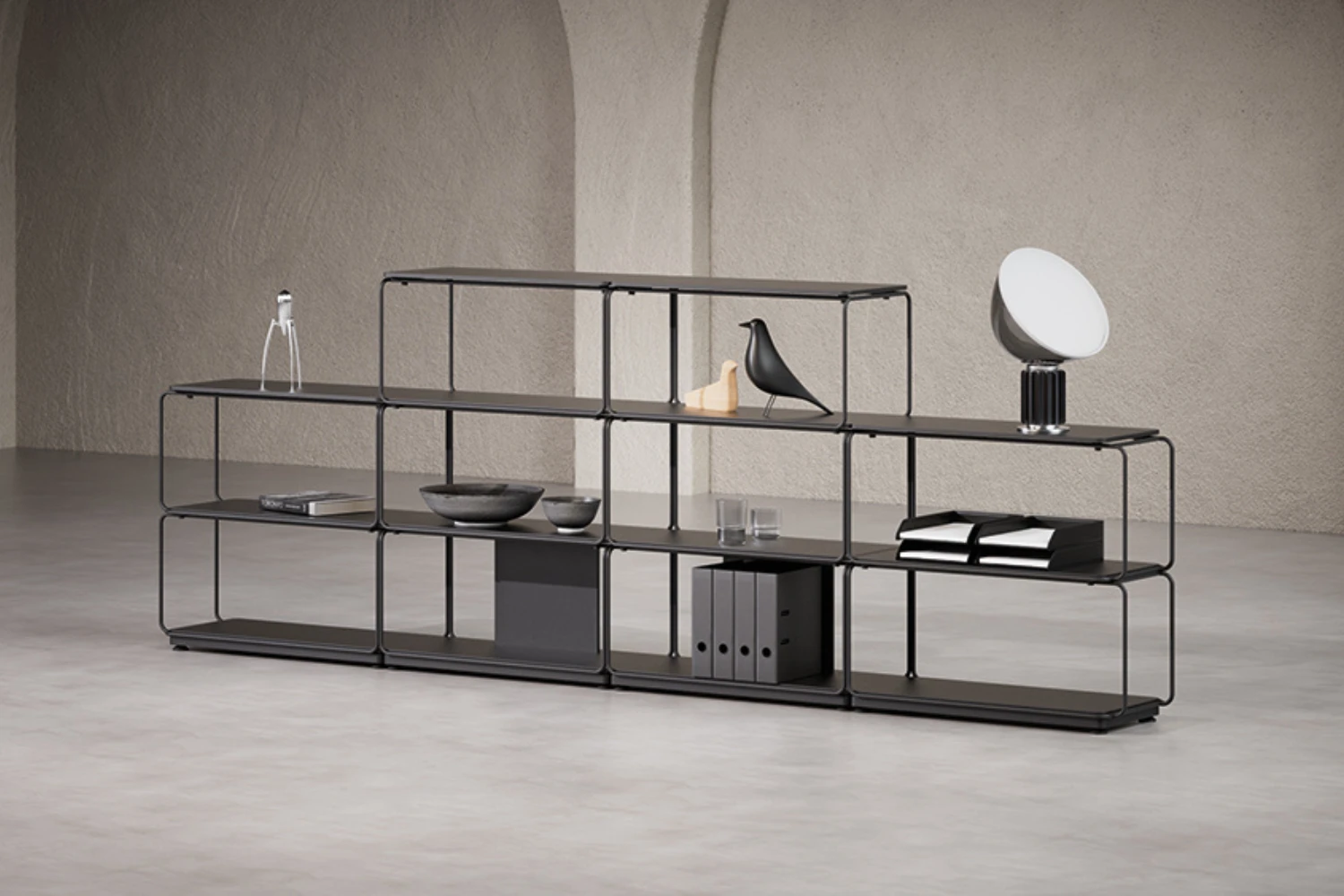 Bibliothèque modulaire design minimaliste Libro ambiance noir