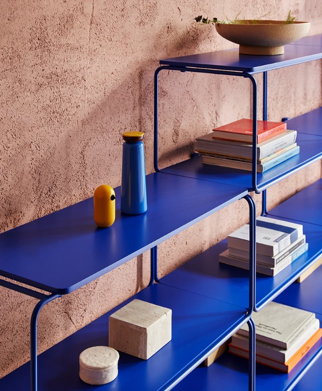 Bibliothèque modulaire design minimaliste Libro détails bleu