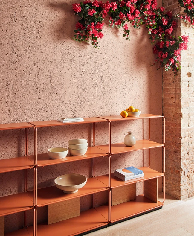 Bibliothèque modulaire design minimaliste Libro détails rose