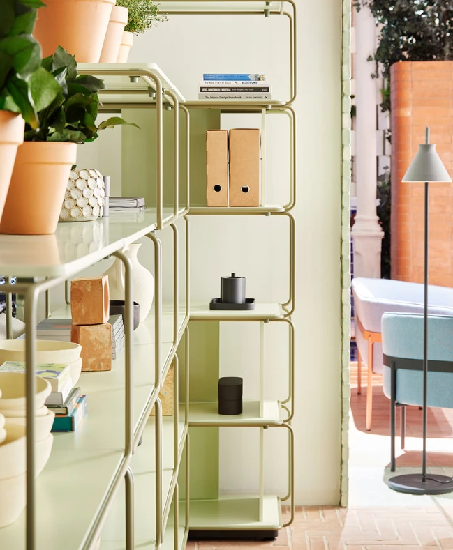 Bibliothèque modulaire design minimaliste Libro détails vert