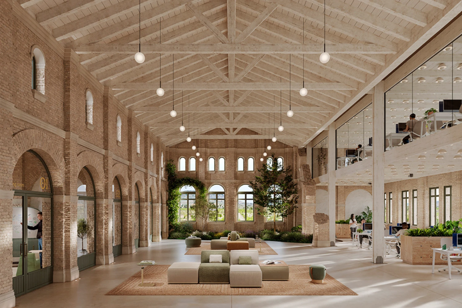 Canapé modulable coworking Veleta ambiance grand espace ouvert