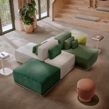 Canapé modulable coworking Veleta ambiance vert