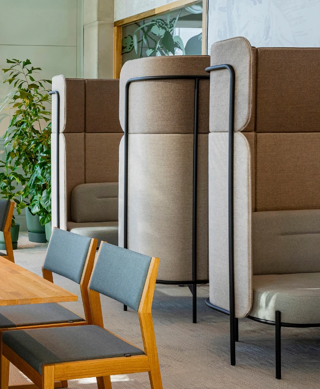 Alcove acoustique de réunion biophilique Leaf haute détails