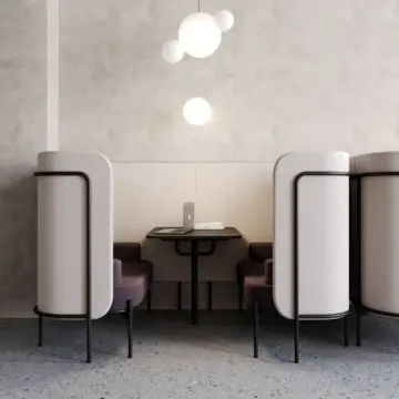 Alcove acoustique de réunion biophilique inspiration cosy