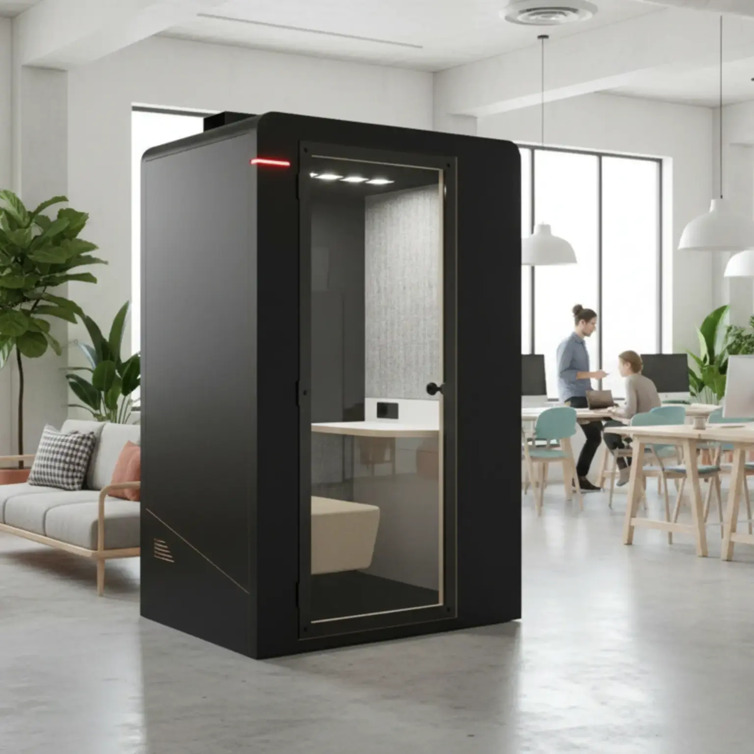 Box acoustique 1 personne confort Uno Noir ambiance Box acoustique 1 personne confort Uno Noir ambiance