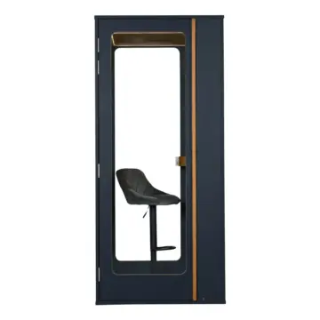 Cabine acoustique 1 personne en bois bleu avec tabouret
