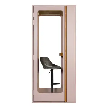 Cabine acoustique 1 personne en bois rose avec tabouret