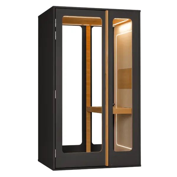 Cabine acoustique en bois 1 place Haven Noir Cabine acoustique en bois 1 place Haven Noir
