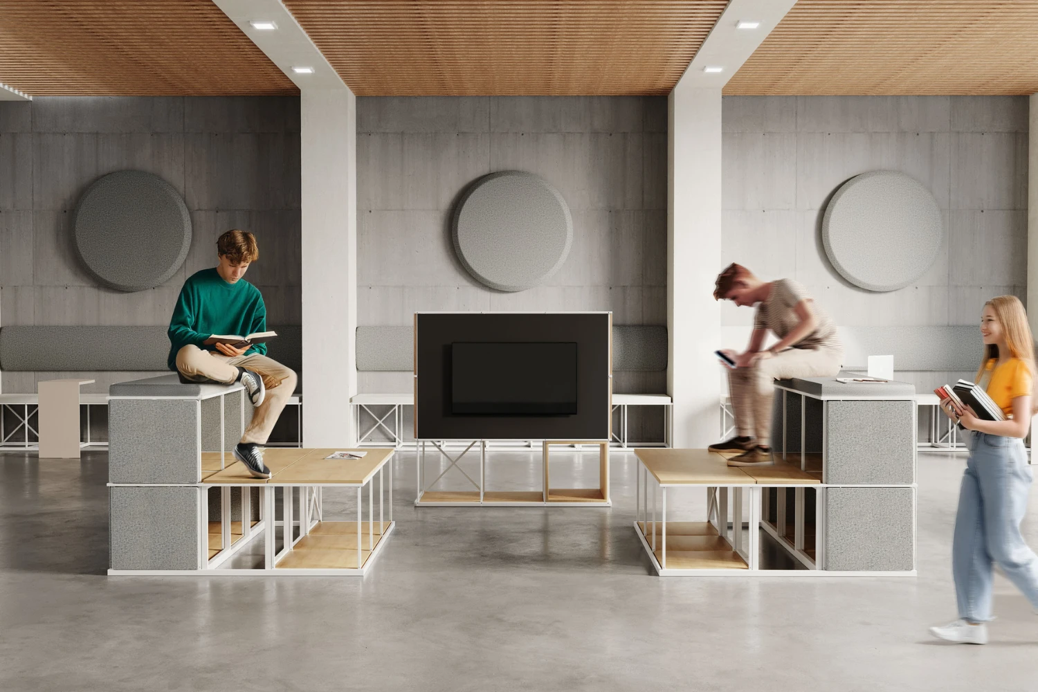 Gradin modulaire acoustique coworking Stack ambiance grandes ecoles Gradin modulaire acoustique coworking Stack ambiance grandes écoles