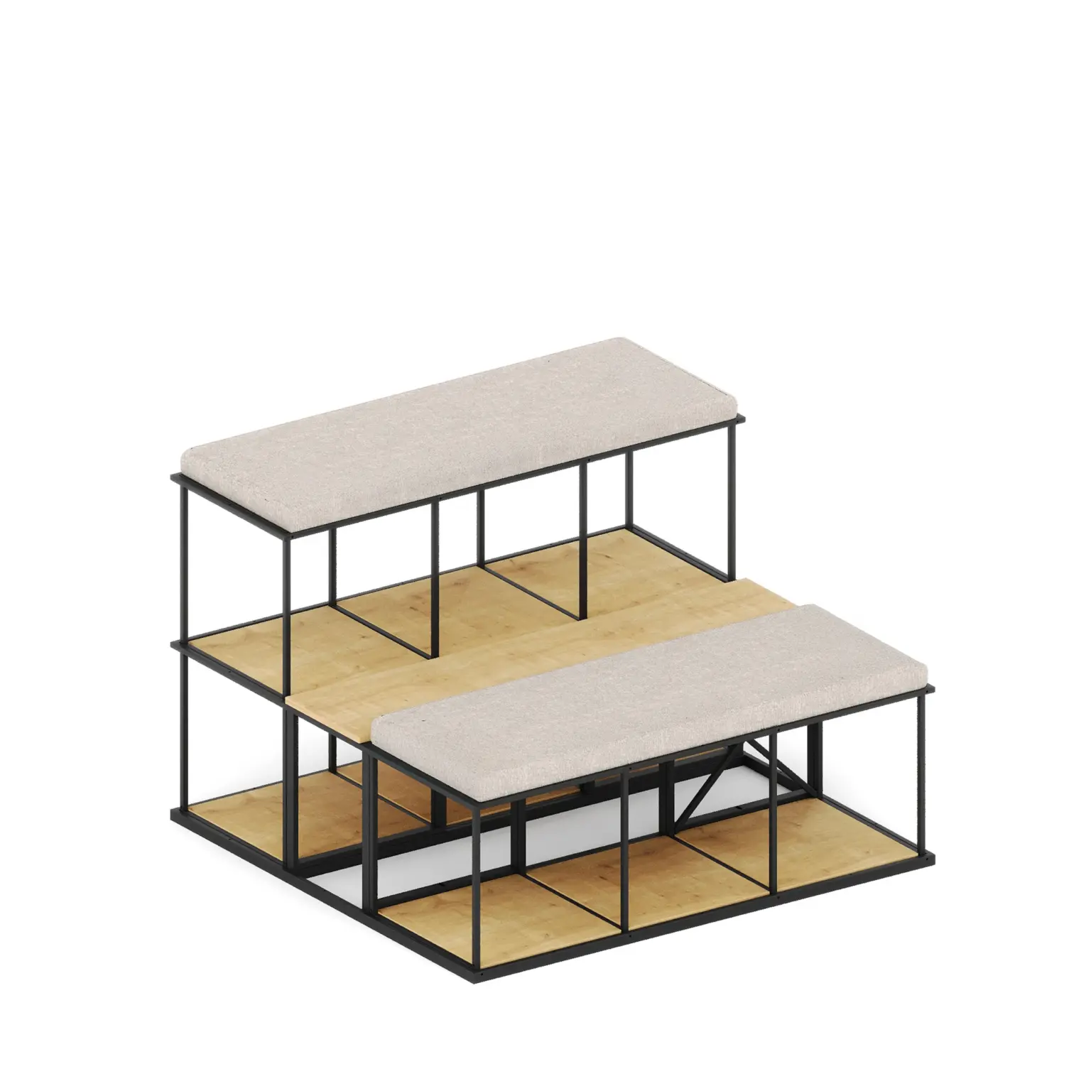 Gradin modulaire acoustique coworking Stack module 3 double assise Gradin modulaire acoustique coworking Stack module 3 double assise