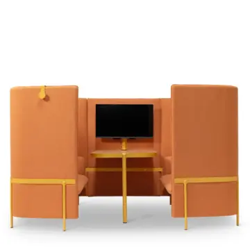 Alcôve acoustique bicolore à structure métallique design Marina 4 places TV