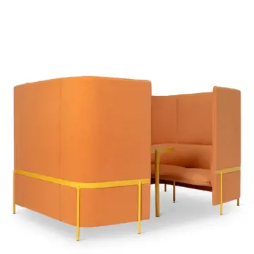 Alcôve acoustique bicolore à structure métallique design Marina 4 places