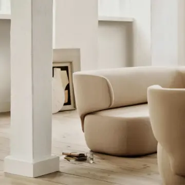 Canapé design organique bi-matière Basel ambiance 2