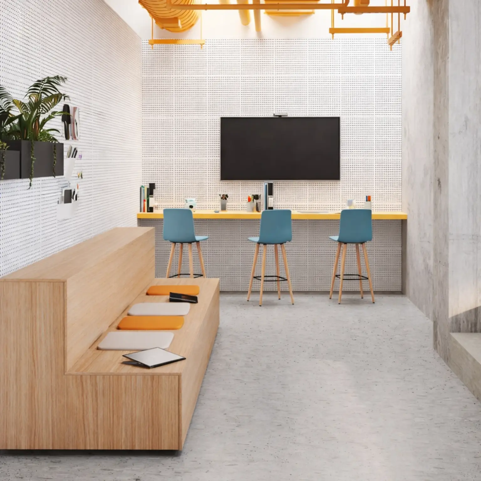 Gradin en bois mobile et modulable avec rangements intégrés ambiance 3 Gradin en bois mobile et modulable avec rangements intégrés ambiance 3