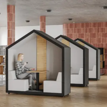 Meuble mobile acoustique de réunion semi ouvert ambiance mediathèque