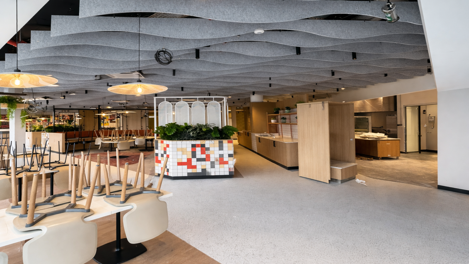 Illustration de l'aménagement de la cafétéria du site Coca-Cola de Grigny