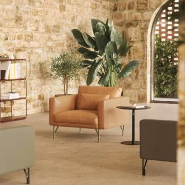 Fauteuil cuir lounge confortable Marea ambiance - IDEA&KO