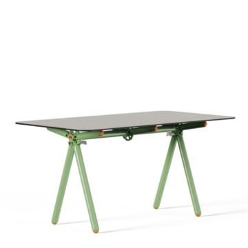 Table upcycling d'échaffaudage Clavex blanc vert