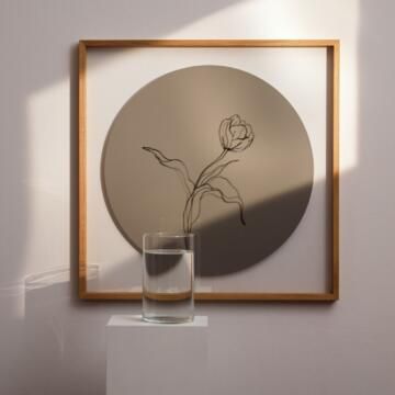 Tableau decriture en verre design avec cadre en chene flottant rond Tableau decriture en verre design avec cadre en chene flottant rond - IDEA&KO