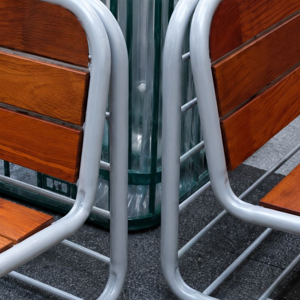Banc recycle design Bultan — detail lattes bois exotique ipe 1
