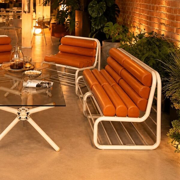 Banc recycle design Bultan — vue large espace de detente professionnel