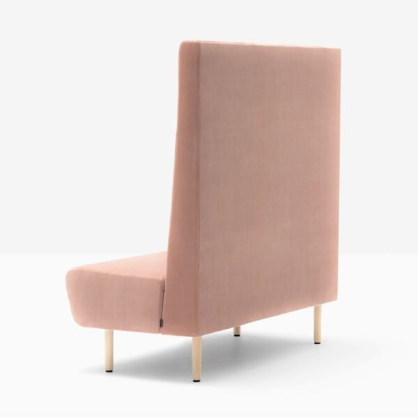 Banquette Modulable en Velours Rose en situation — vue d angle de dos trois quarts