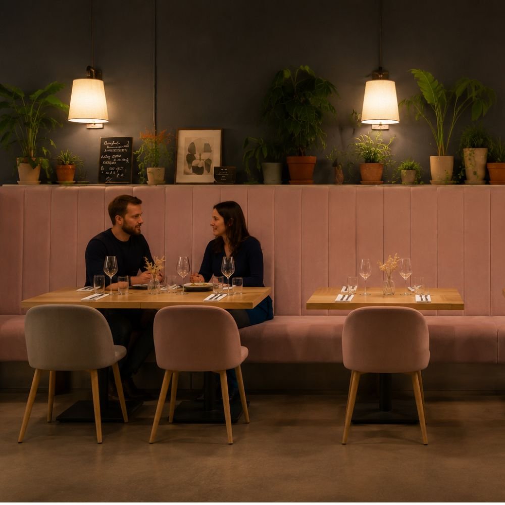 Banquette Modulable en Velours Rose — vue de face dossier surpiqures verticales 1
