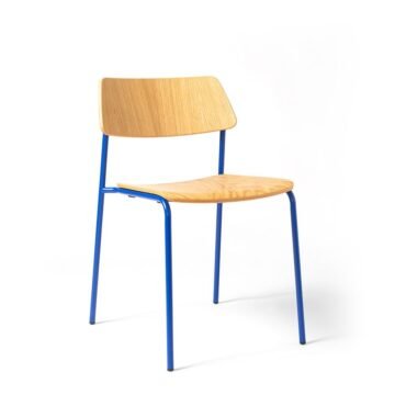 Chaise Brindis 4 pieds design rétro bois métal empilable