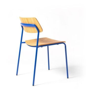 Chaise Brindis 4 pieds design retro bois metal empilable 3 4 arriere - IDEA&KO