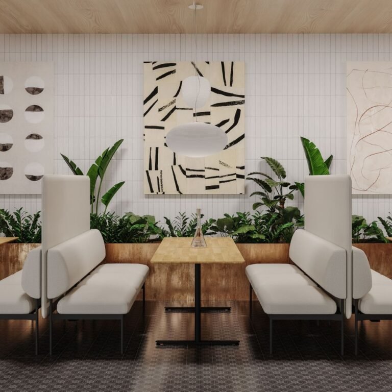 Espace CHR amenage par IDEAKO mobilier contract durable et identite visuelle soignee - IDEA&KO