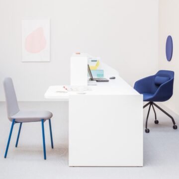 Banque d accueil design organique Onda Comptoir courbe ambiance 1