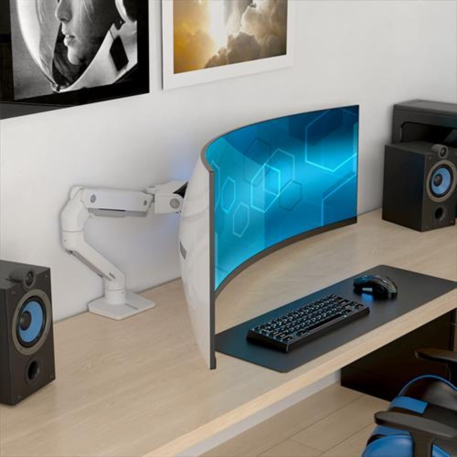 Bras support ecran incurve lourd HX bureau 2