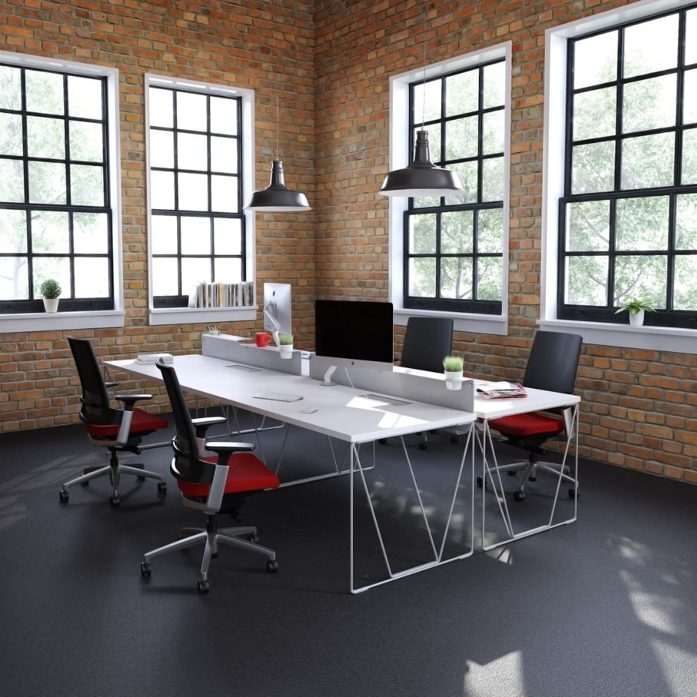 Bureau Bench Minimaliste Lets Work en situation — open space professionnel 1
