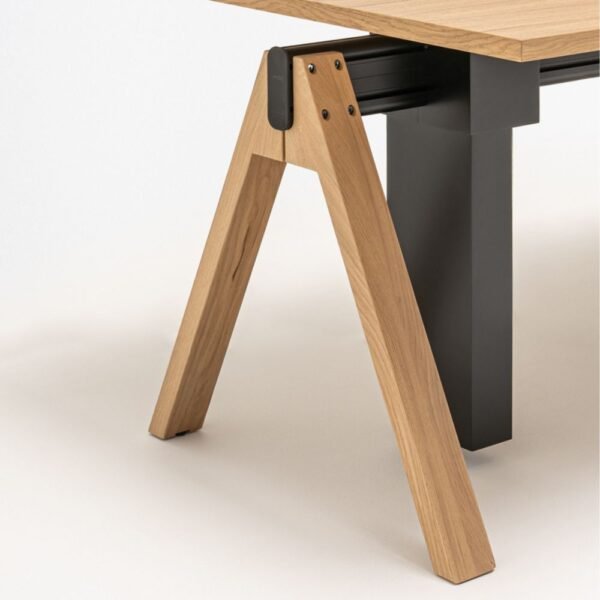 Bureau assis debout electrique Aura — vue de trois quarts