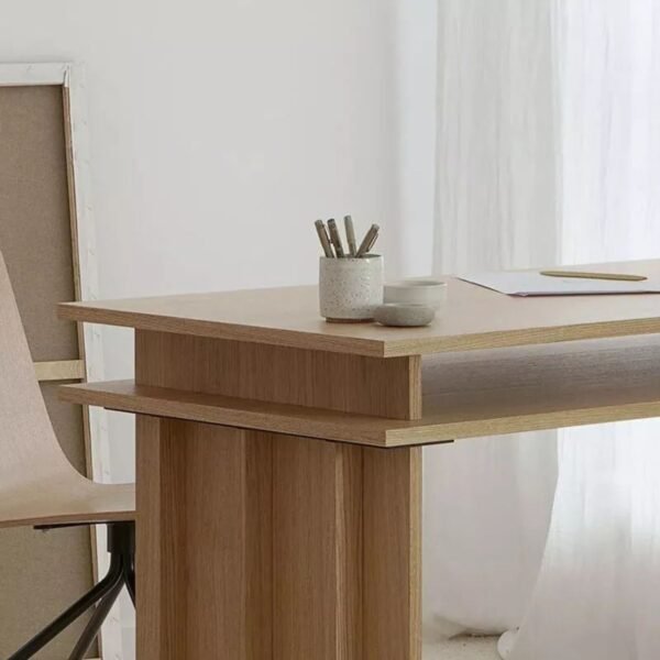 Bureau chene massif design Plano detail plateau design