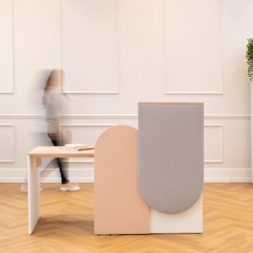 Bureau d accueil acoustique Vela Comptoir panneau tissu ambiance coworking